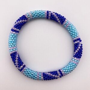 Blue Seed Bead Crochet Bracelet